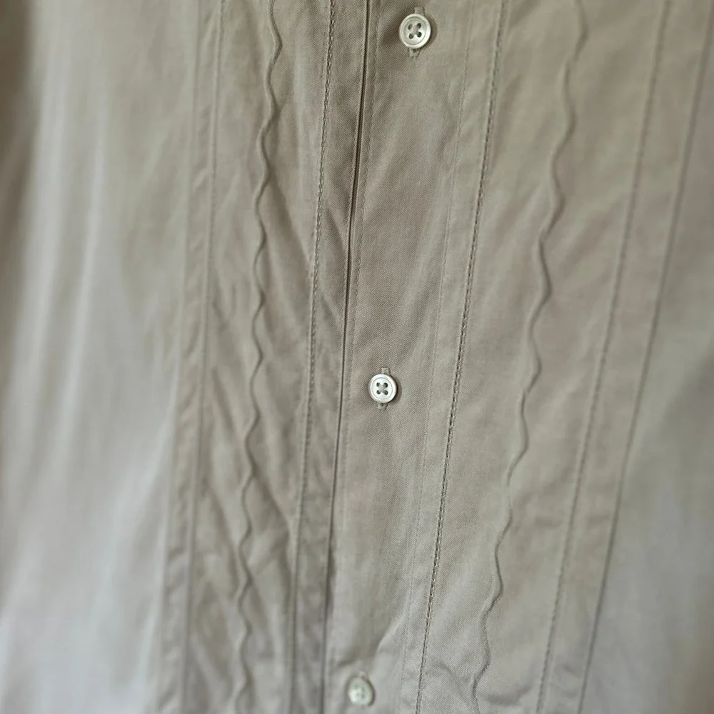 Vintage Banana Republic Y2K Resort Pintuck Camp Shirt XL 100% Cotton 2003 Cabana